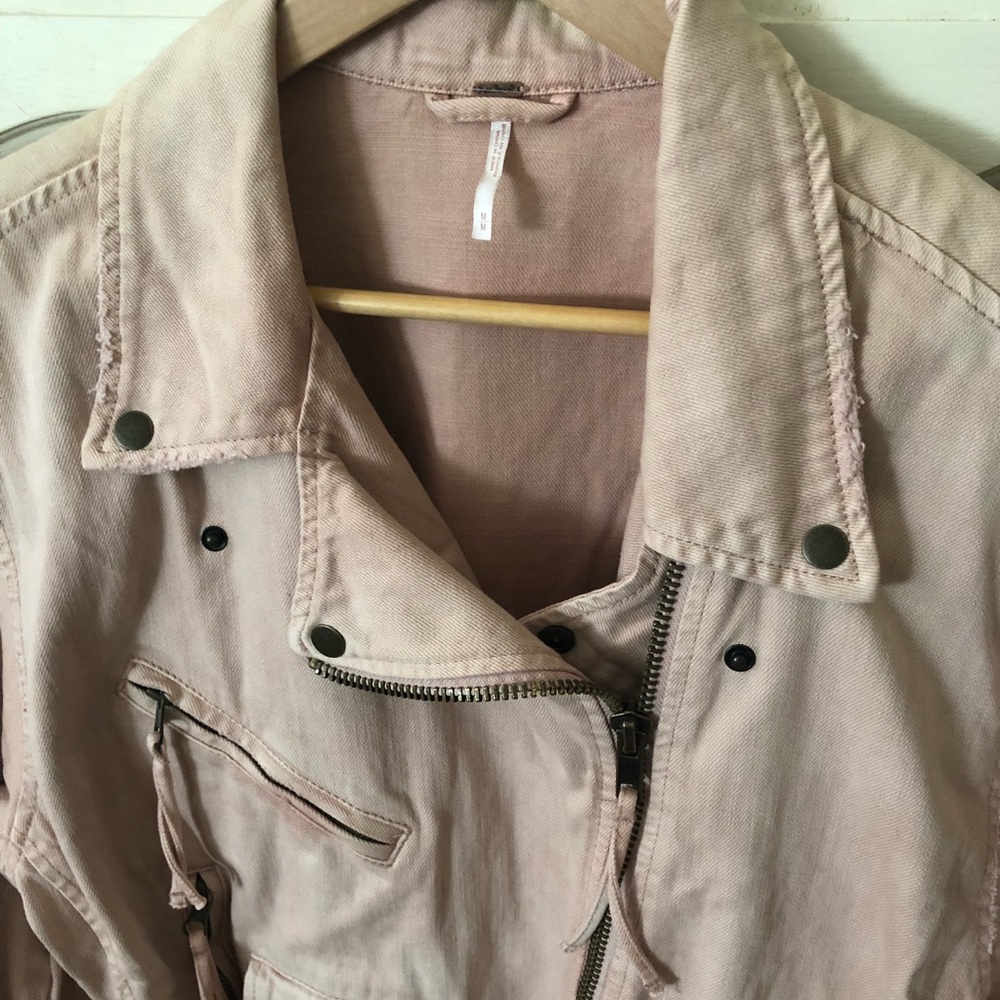 Free People Oversized Pink Blush Denim Jacket - Picture 3 of 6